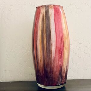 FRANCO Italy MCM Boho Watercolor Pink Gray Beige White Vertical Stripe Vase